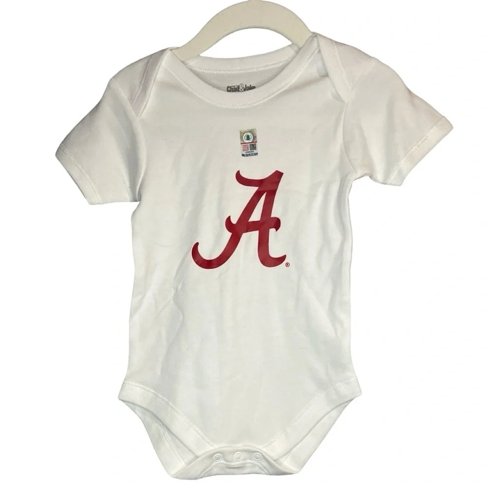 NWT Chad & Jake 100% Cotton White Alabama Crimson Tide Bodysuit size 6-12m